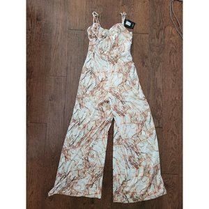 City Chic Satin Jumpsuit - Ivory Combo Sz Medium